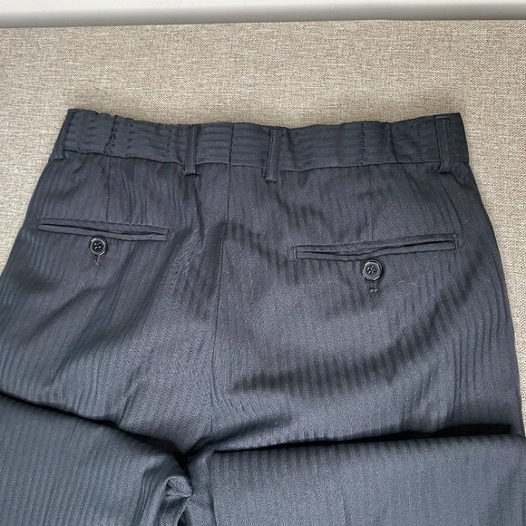 Bocaccio Uomo Pleated Dress Pants Women's 16R Black Pinstriped Business Office - Picture 6 of 13